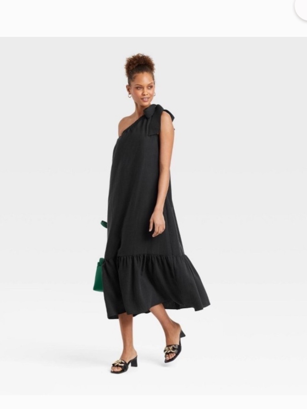 a new day Black One-Shoulder Ruffle-Hem Maxi Dress - Maternity friendly